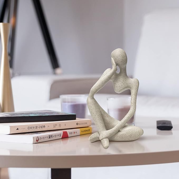 Abstract Stone-Look Thinking Woman Statue