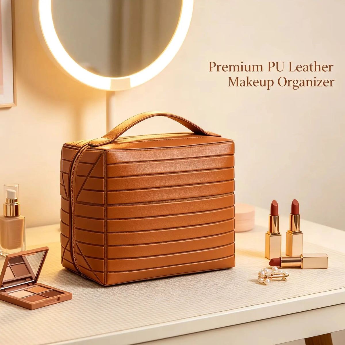 Structured Leather Vanity Case