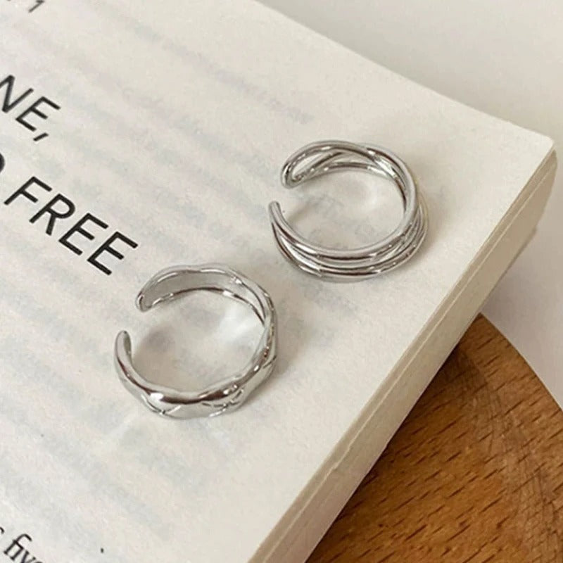 Geometric Silver-Plated Statement Ring – Trendy Women's Fashion Ring