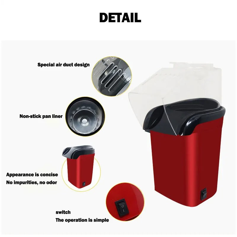 Mini Hot Air Popcorn Maker – Oil-Free Popcorn Machine
